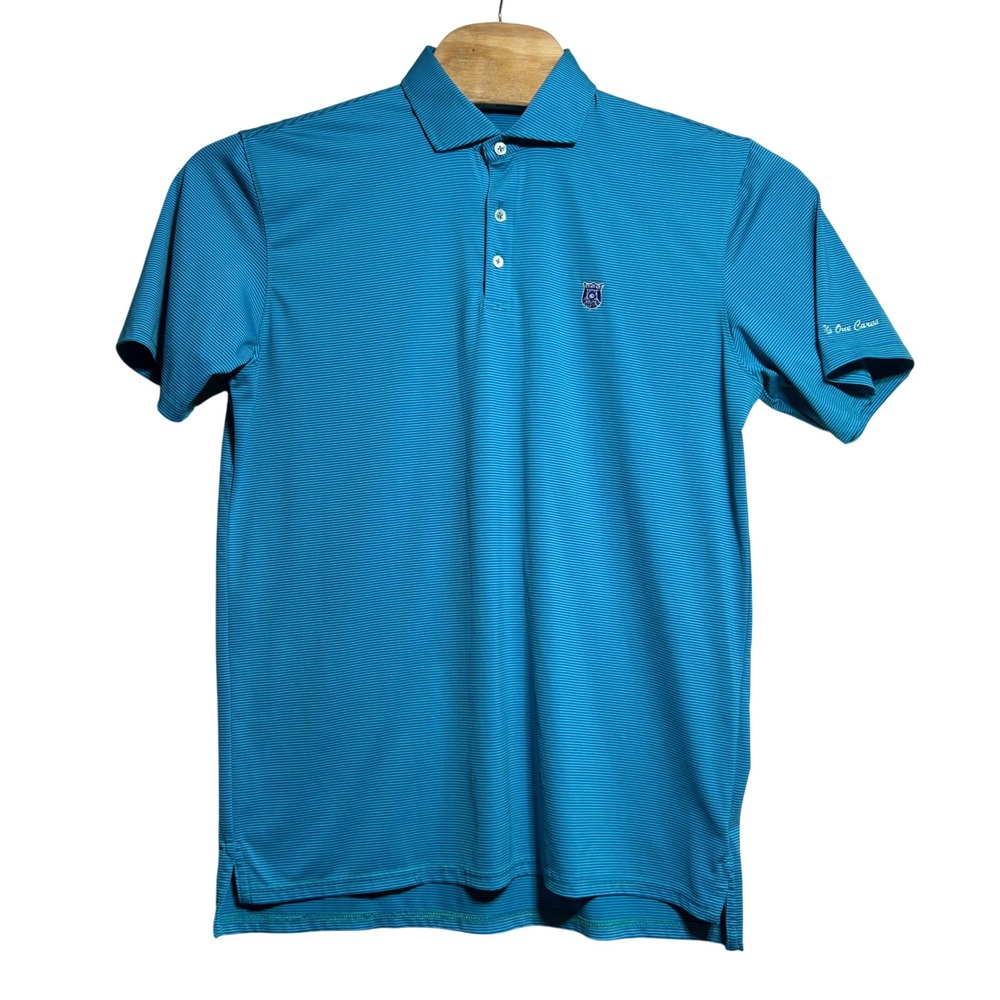 Holderness & Bourne Mens Tailored Fit Polo‎ Shirt Blue Stripe Large EMBROIDERED